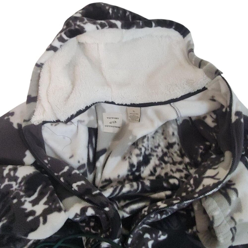 Hooded Full-Zip Fleece Jacket With Elk & Forest Scene Mens XL Victory Outfitters - Picture 12 of 14
